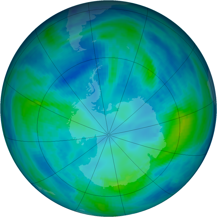 Antarctic ozone map for 24 April 1999